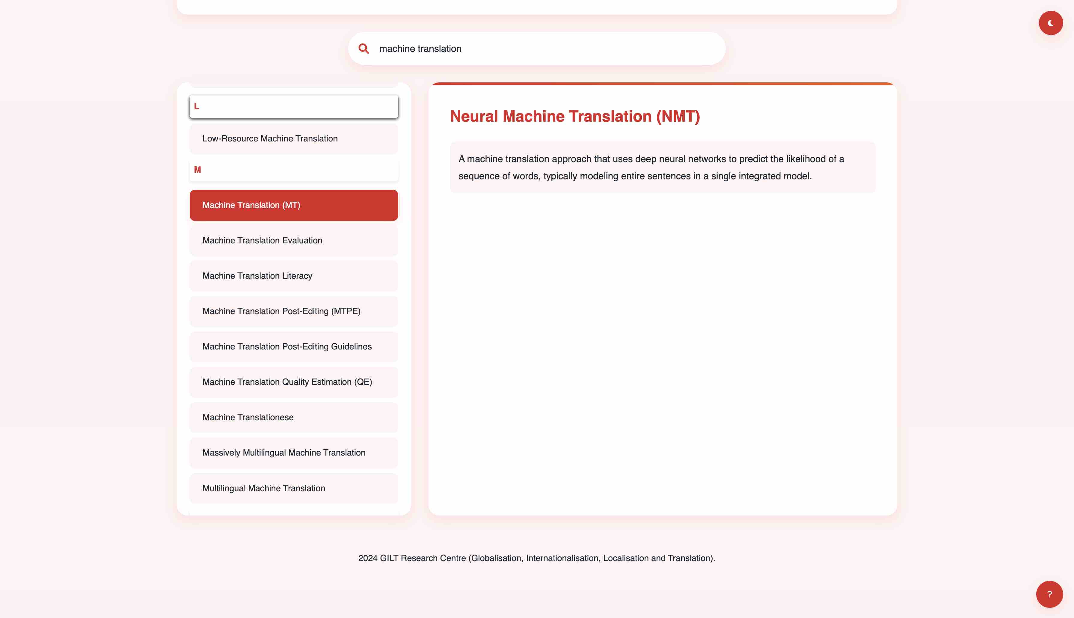 GILT Glossary Interface